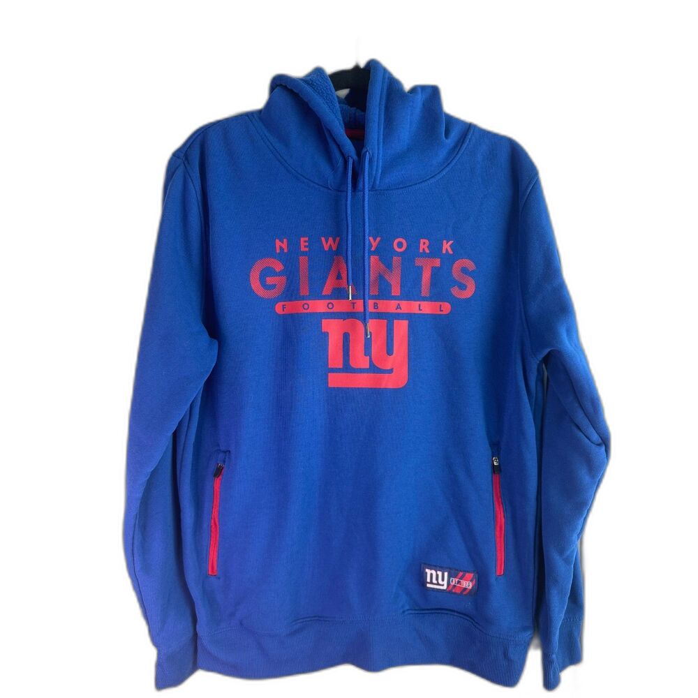 New York Giants NFL Blue Red Pullover Hoodie Football NY Est 1925 Mens